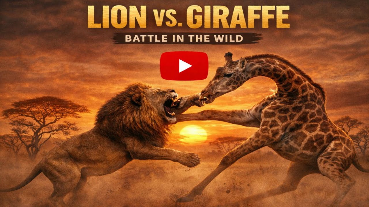 Intense Battle Between Lioness & Giraffe Over Her Newborn Baby | Lion Rides Giraffe to Bring it Down