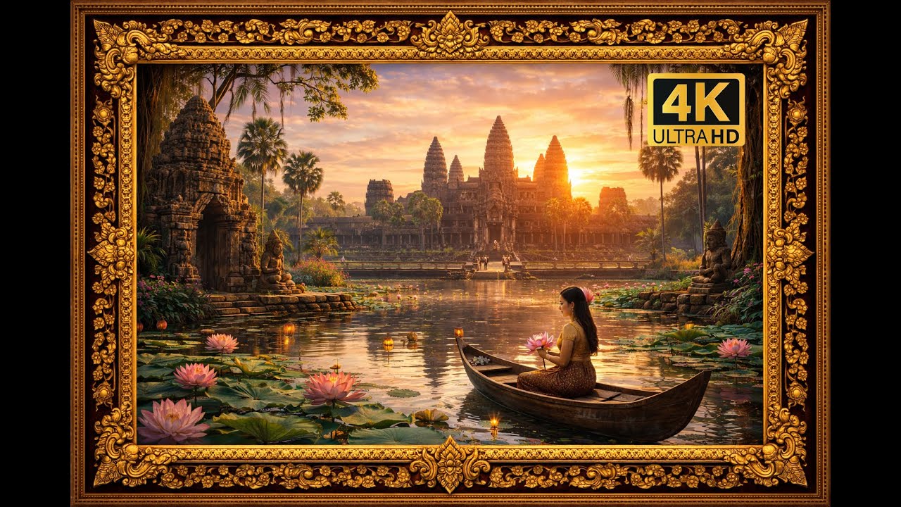 TV Gallery Art  | Wallpaper at CAMBODIA | Beautiful Country, Frame Gold 4K 1Hour