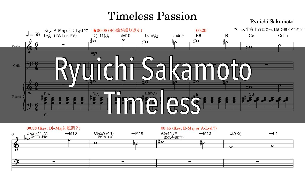Ryuichi Sakamoto - Timeless (transcription score)