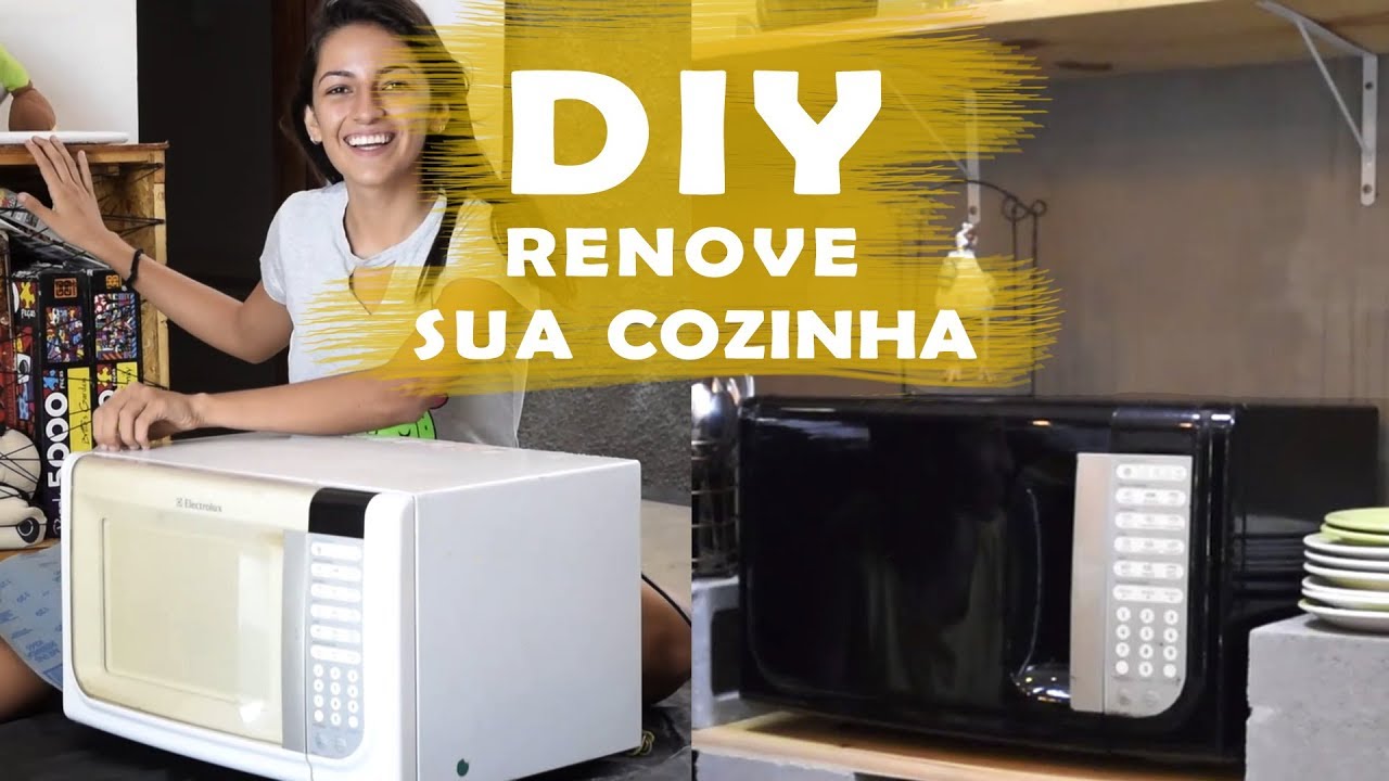 como PINTAR e MUDAR DE COR MICROONDAS amarelado  | Amanda Alves DIY