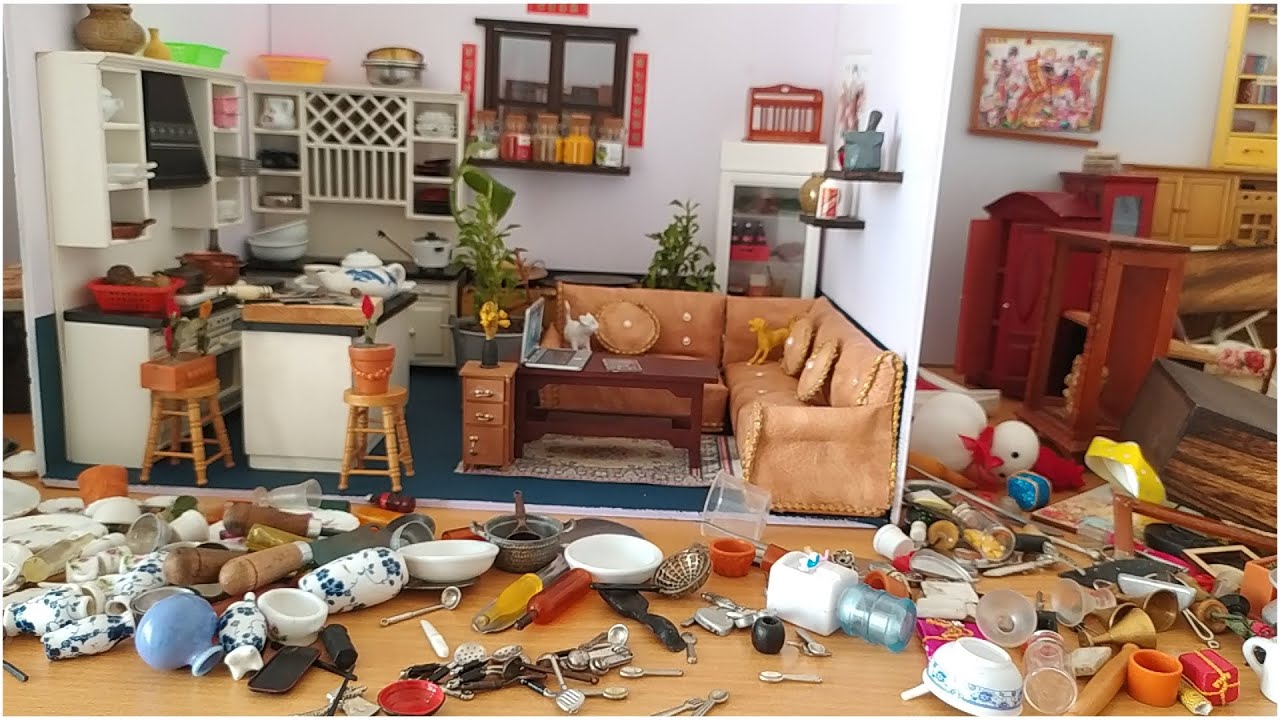 Miniature Real Cooking Kitchen Full Set installation | Mini kitchen Real utensils collection set #09