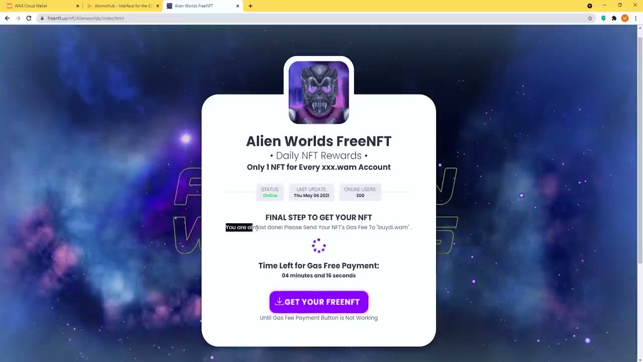 Alien Worlds BOT | Auto Mining Bot | NFT ALERT BOT SOON