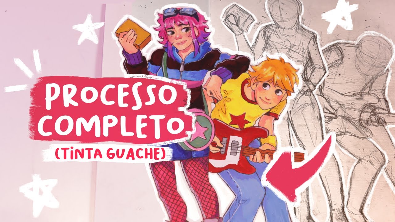 PROCESSO COMPLETO PINTANDO COM GUACHE