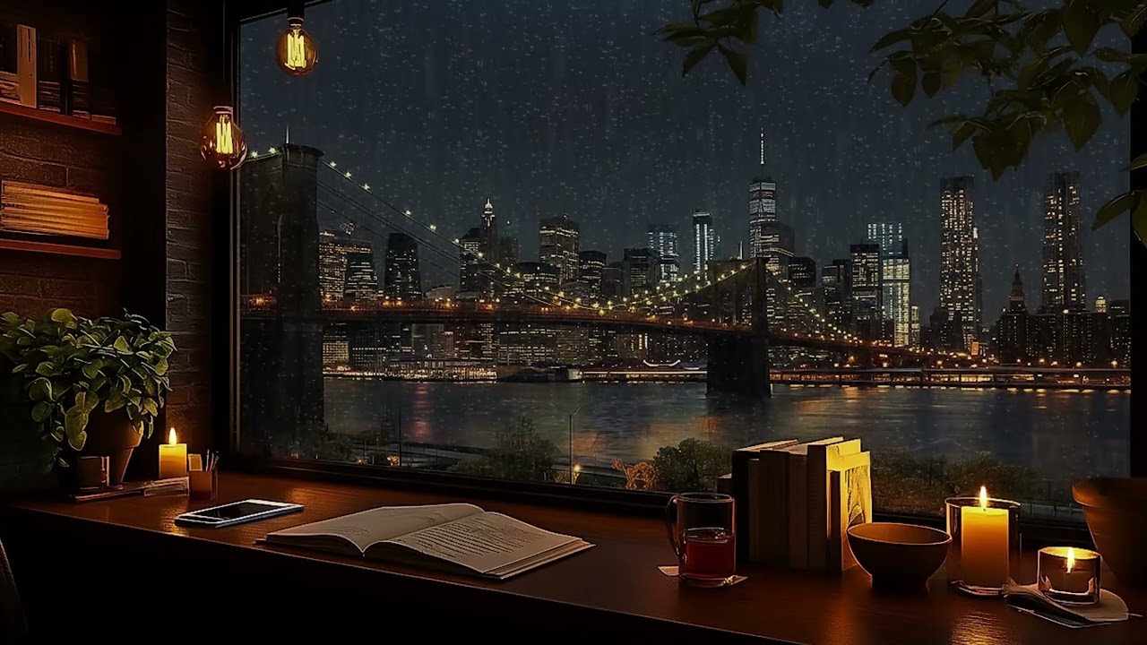 Chill Rainy Jazz Night in NYC Soft Jazz Piano with Gentle Rain Sounds for Peaceful Moments Relaxing