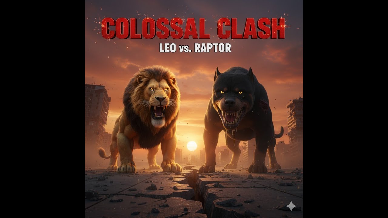 GIANT LION (Leo) vs GIANT DOG (Raptor)EPIC 3D Animated Fight