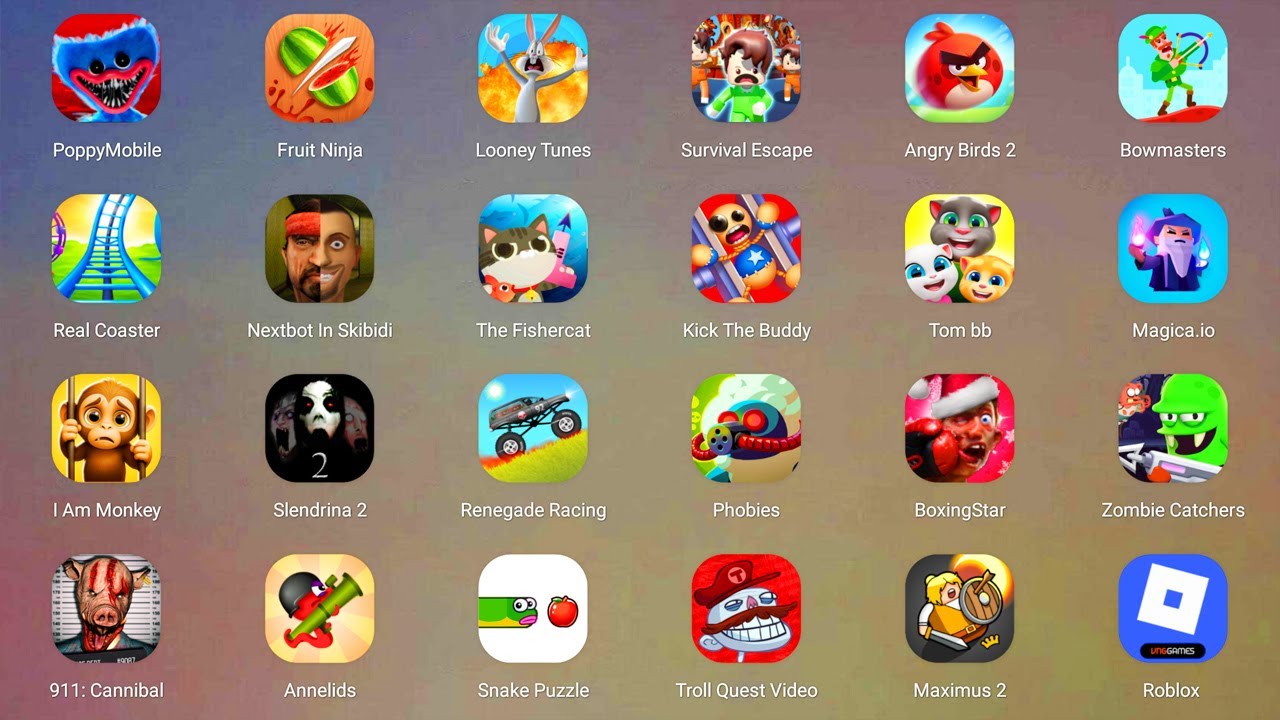 Roblox,Troll Face Quest,Free Fire,Five Nights at Freddy's,Hello Neighbor,Mob Control,Angry Birds 2