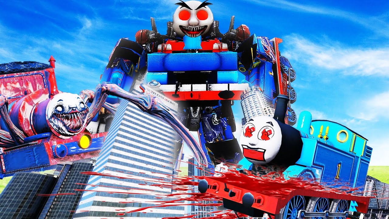 GTA5 THOMAS THE TRAIN ENGINE TRANSFORMS INTO A MECHANICAL BEAST 汤玛士小火车变身机械野兽！