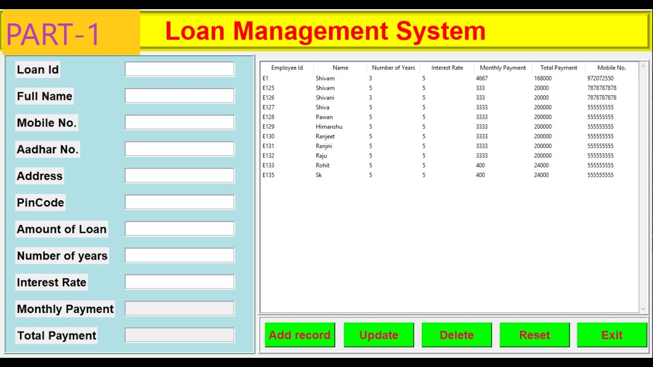 Loan Management Software  in Python with database connectivity || #Project in #Tkinter ||Part-1 of 3