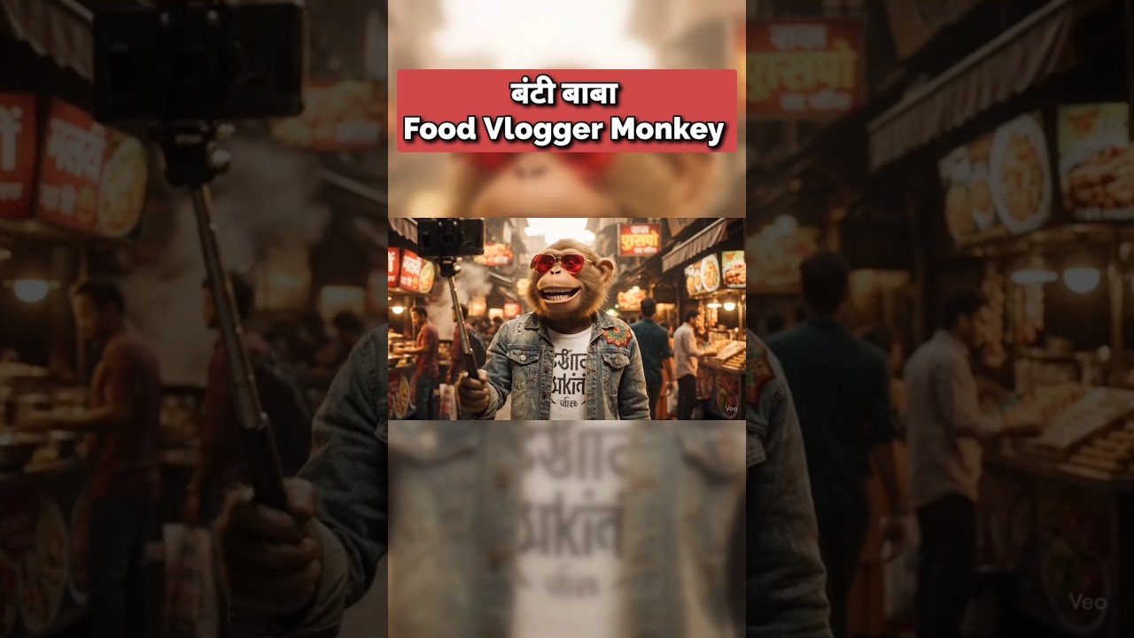 Food Vlogger Monkey #monkeyvlog #foodvlog #aifood #aimonkeyvlog