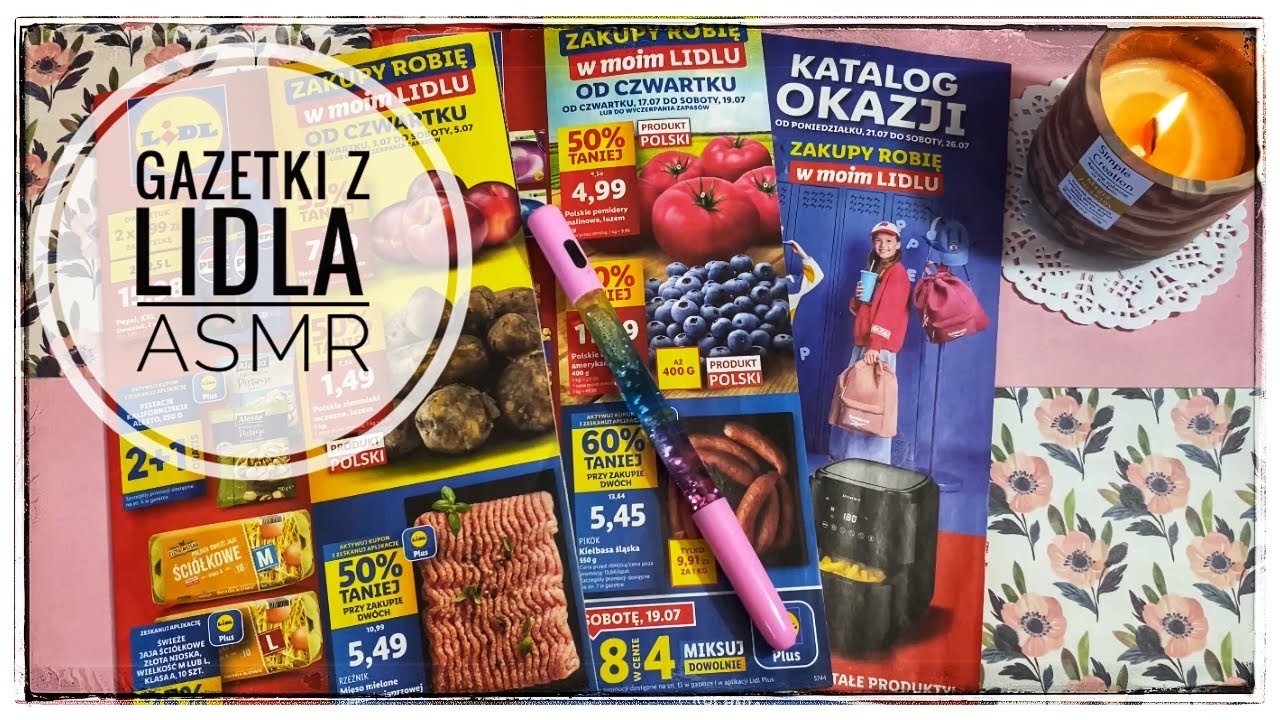 ASMR | Przegląd gazetek reklamowych z Lidla + żucie gumy 📰
