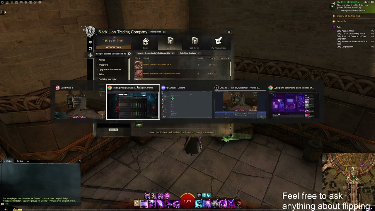 Player vs Trading Post - Flipping Challenge from 2g to 10000g - Day 1