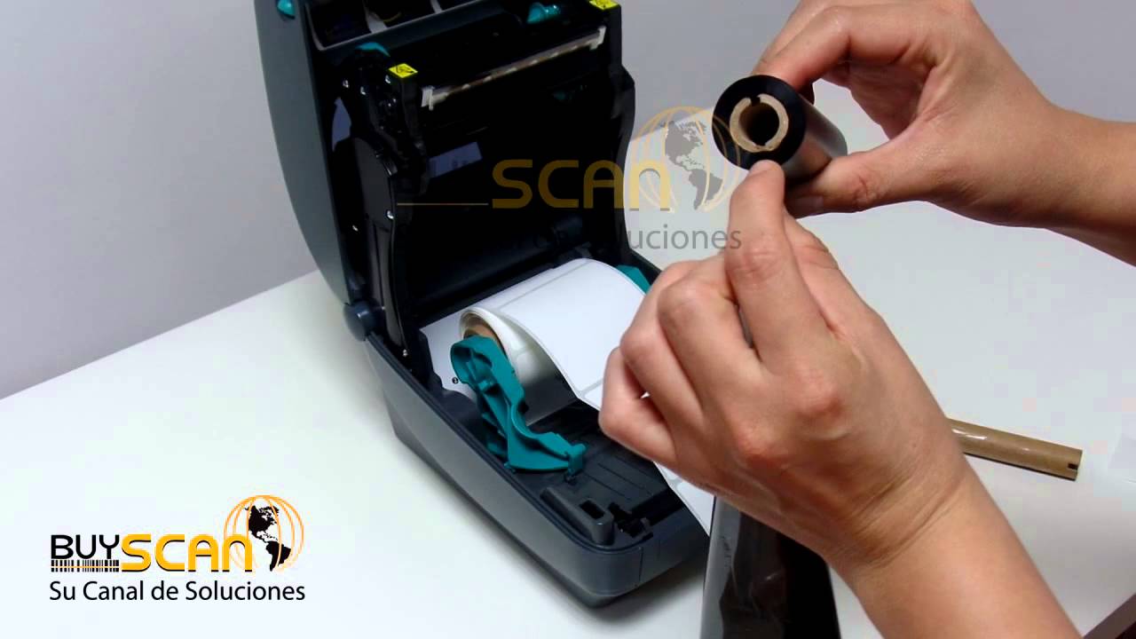 Zebra GK420T, impresora codigo de barras,colocación de suministros, www.buyscan.com.pe