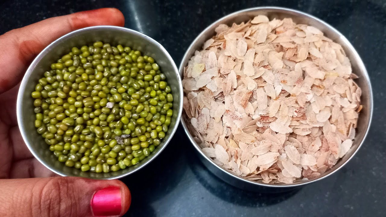 சிகப்பு அவல் பச்சைபயிர் சேர்த்து அருமையான புரோட்டின் ரிச் டிபன் 
