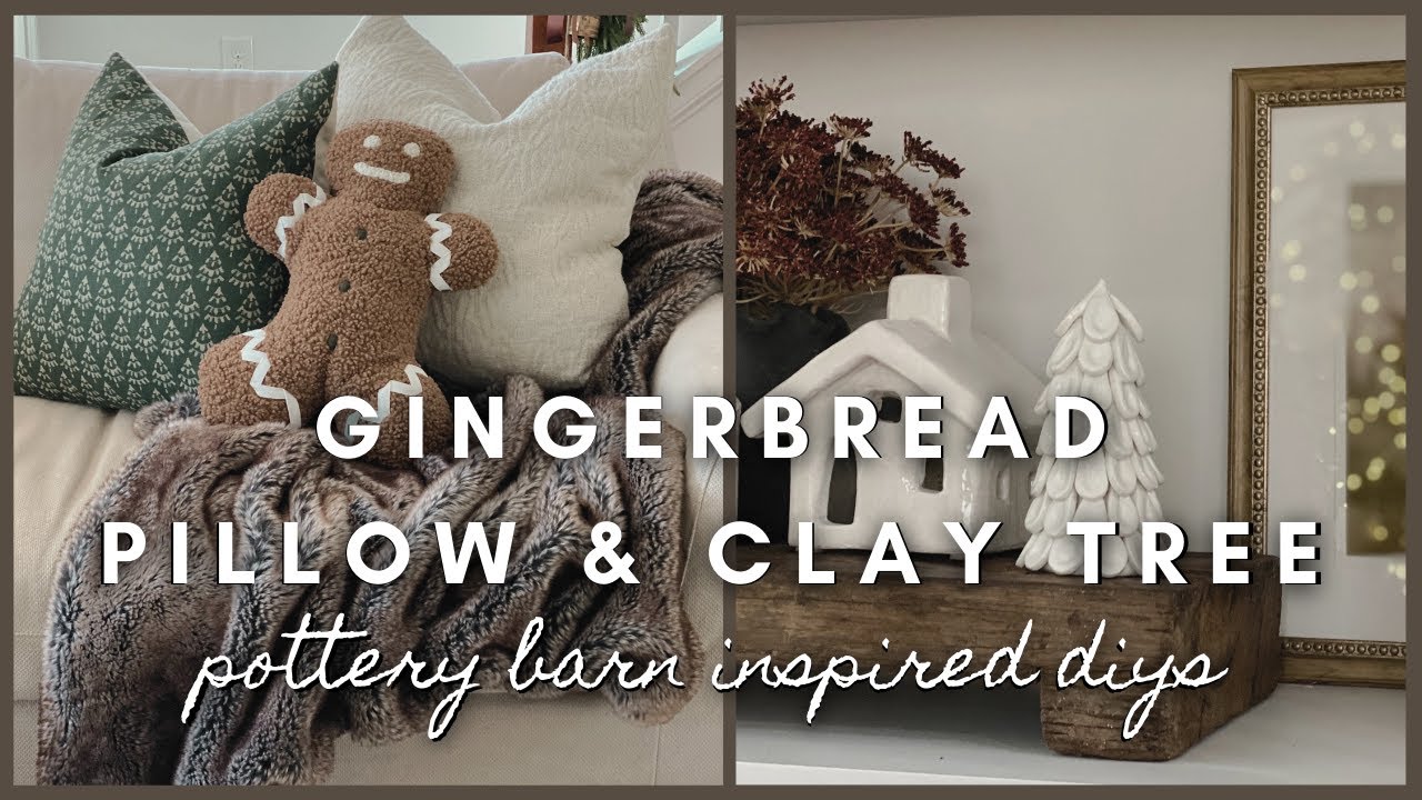 Gingerbread Pillow & Clay Tree | pottery barn inspired diys