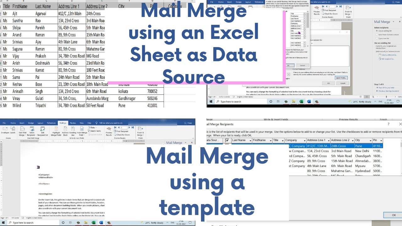 Mail Merge using MS Excel as Data Source | Mail Merge using a template | NIOS Made Easy