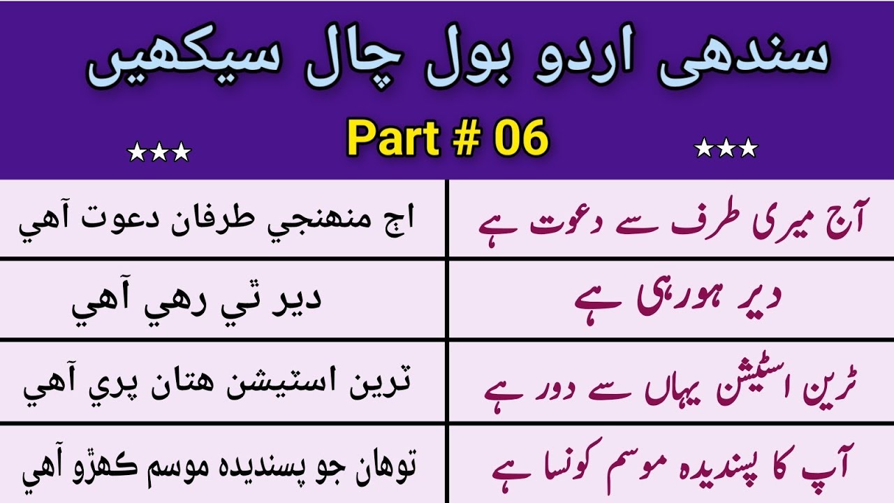 Sindhi Urdu bol chal seekhen | learn Sindhi language 
