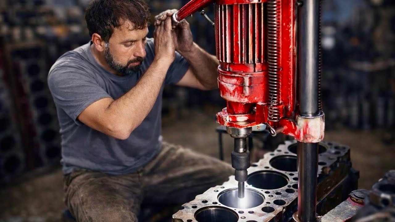 50 Years of Experience! Expert Engineer Boring & Honing an Engine Block
