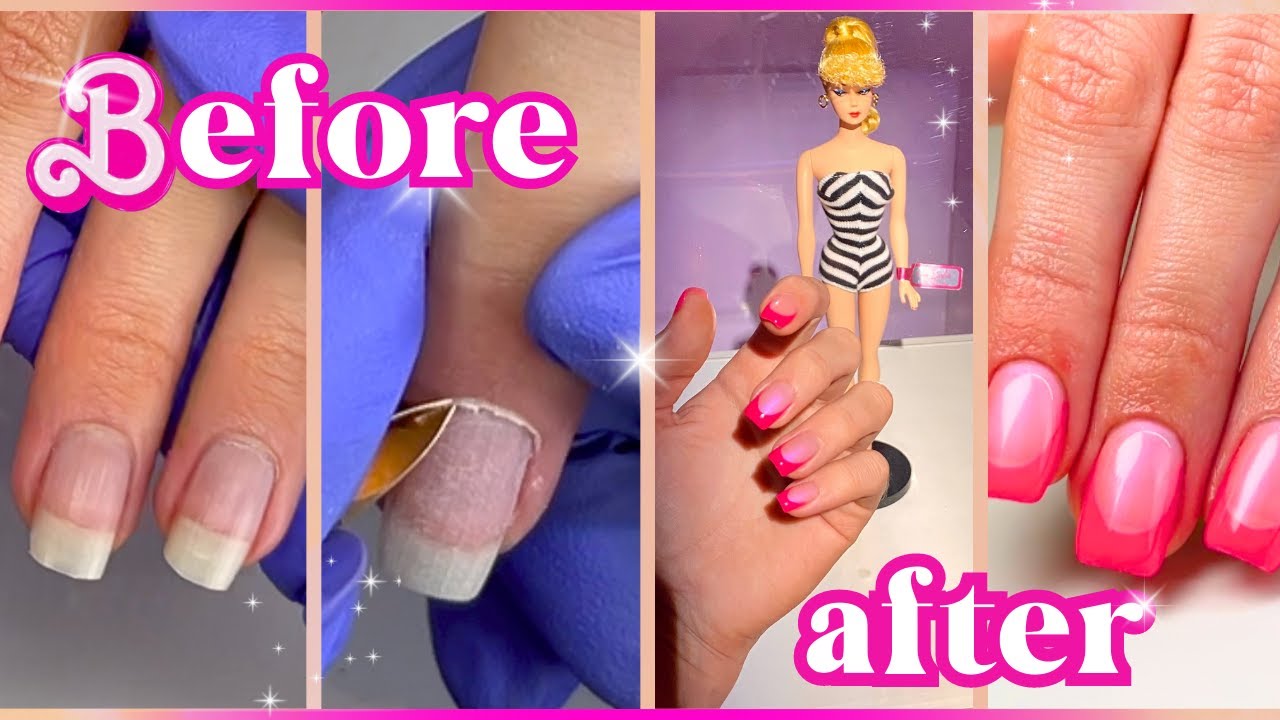 how to do a gel manicure start to finish (BARBIE NAILS!)