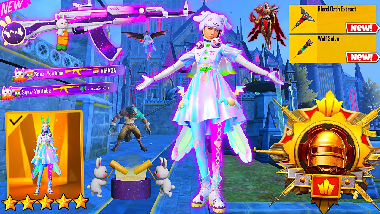 105K UC!🥵 I PLAYED With NEW (Lv.7) HIT EFFECT BUNNY MUNCHKIN AKM & MANIC BUNNY SET😍 | PUBG Mobile