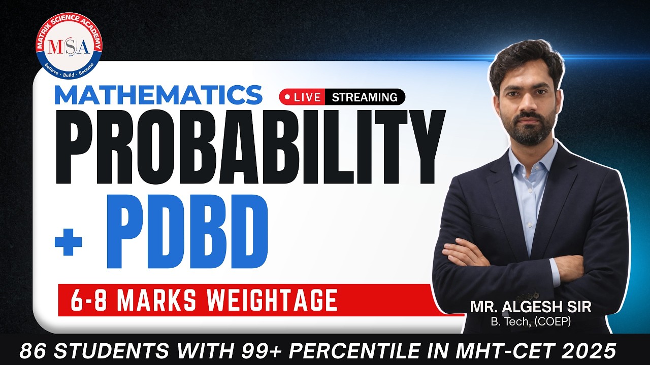 PROBABILITY + PDBD All Concepts & PYQs Covered l MHT-CET 2026 CRASH COURSE l ALGESH SIR