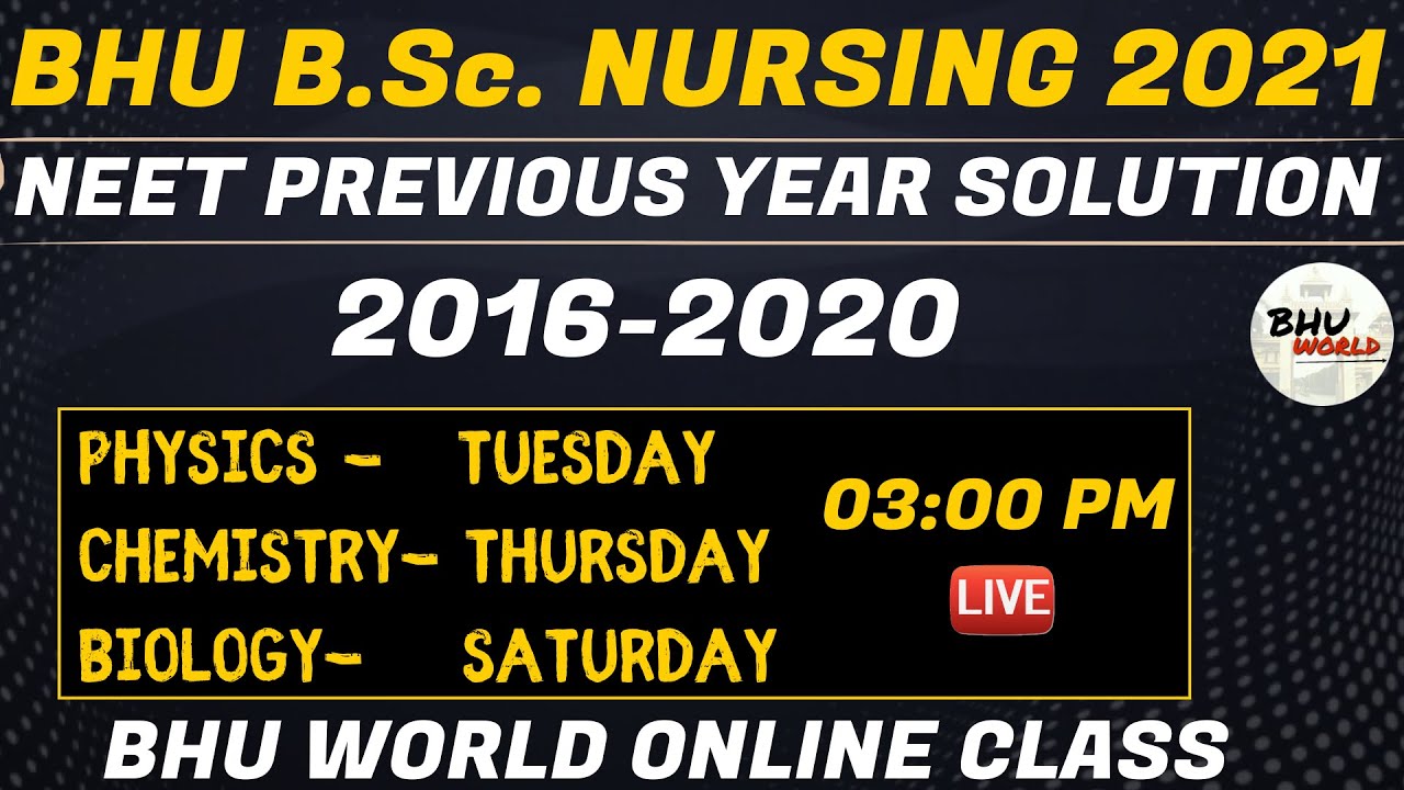 BHU B.Sc. Nursing Entrance 2021 | Important Announcement | NEET Previous Year solution 2016-2020