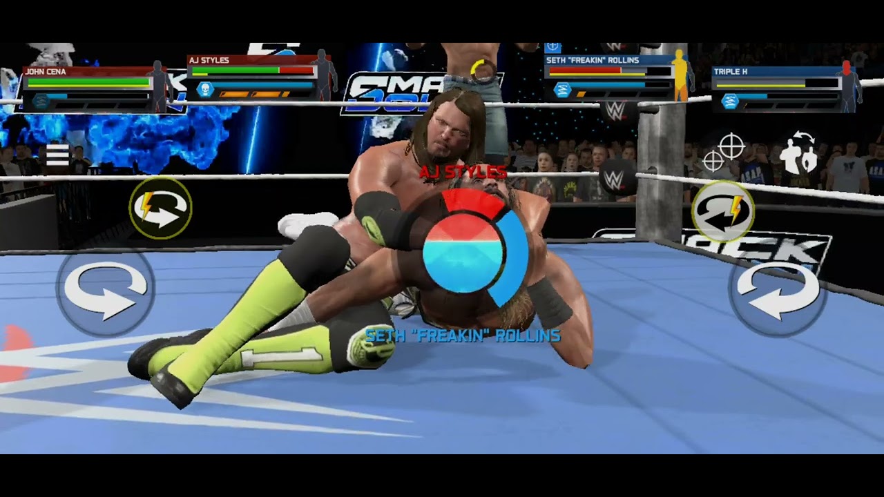 WWE AJ styles and John Cena VS Seth Rollins and Triple H 