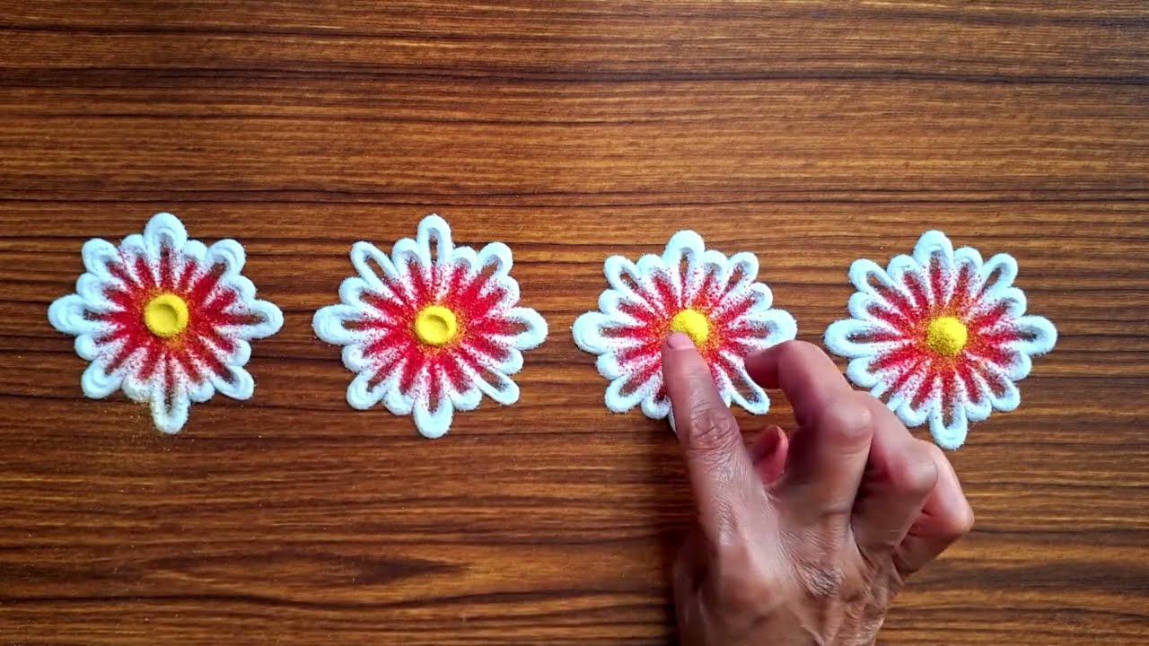 3 Simple and Beautiful Border rangoli designs Using Ear Bud || इअर बड वापरून बॉर्डर रांगोळी बनवा