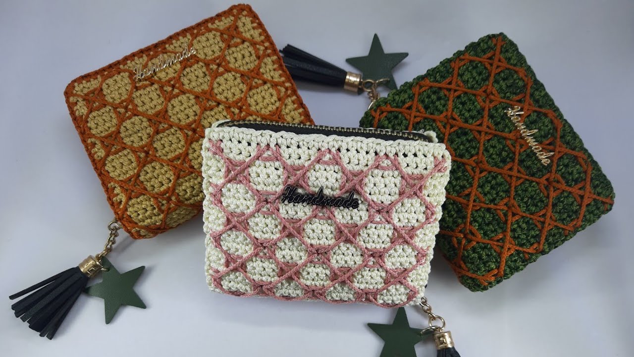 TA HANDMADE 教學鉤針格子風格短夾錢包how crochet short wallet