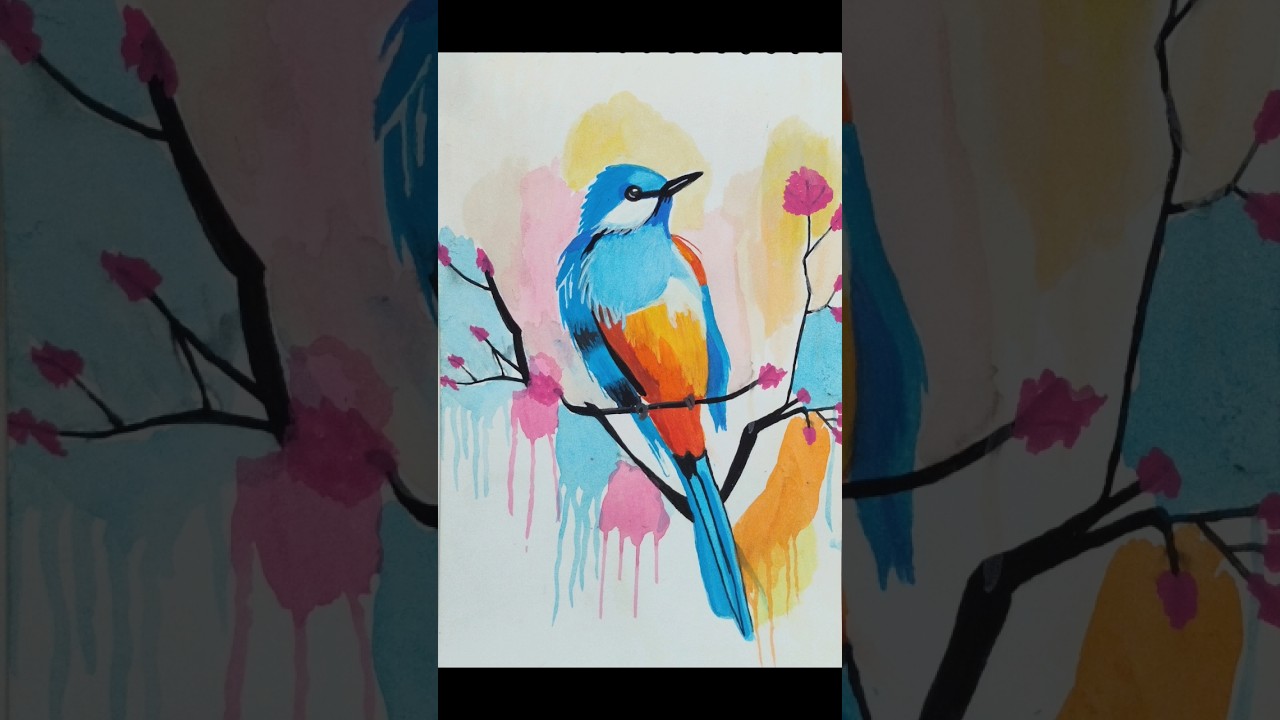 Realistic drawing of bird with watercolor💓