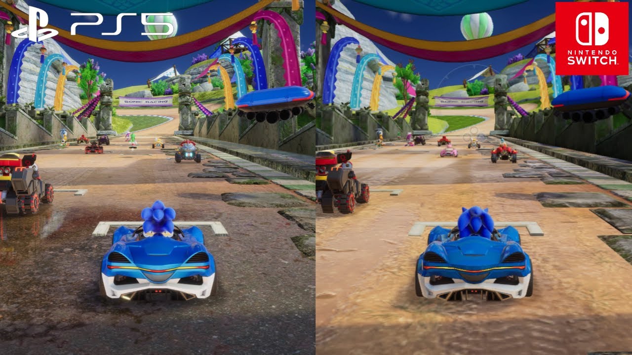 Sonic Racing: CrossWorlds PS5 vs Nintendo Switch Graphics Comparison