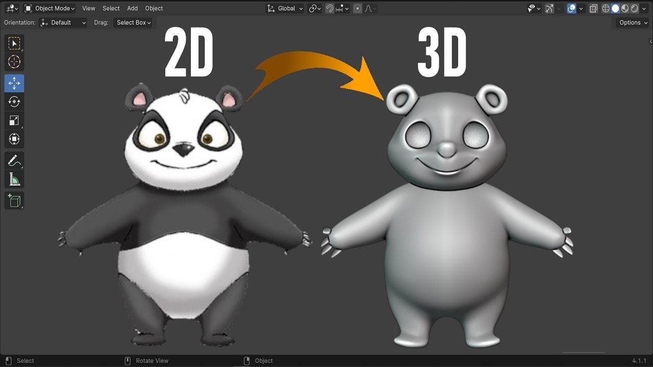 Преобразование 2D-изображения в 3D-персонаж в Blender — Часть 1 (Урок для начинающих)