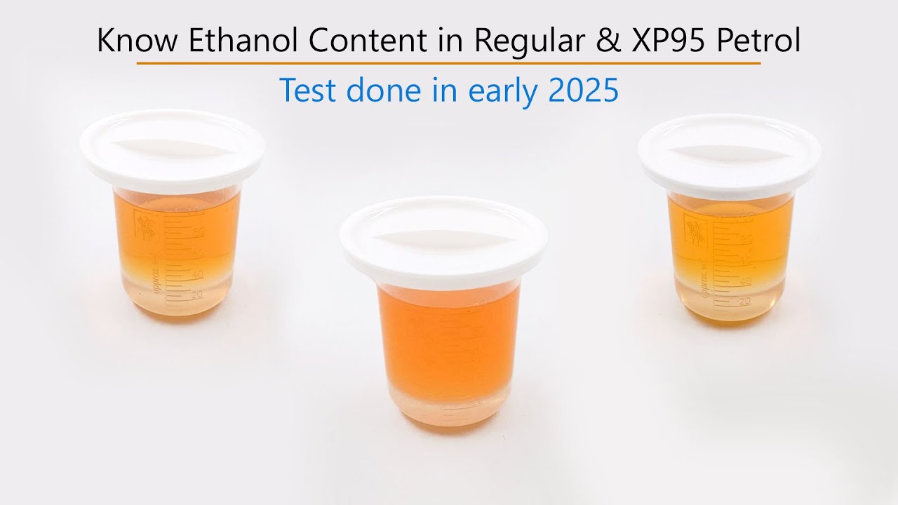 Ethanol Percentage in Regular and XP95 Petrol. Test done in early 2025.