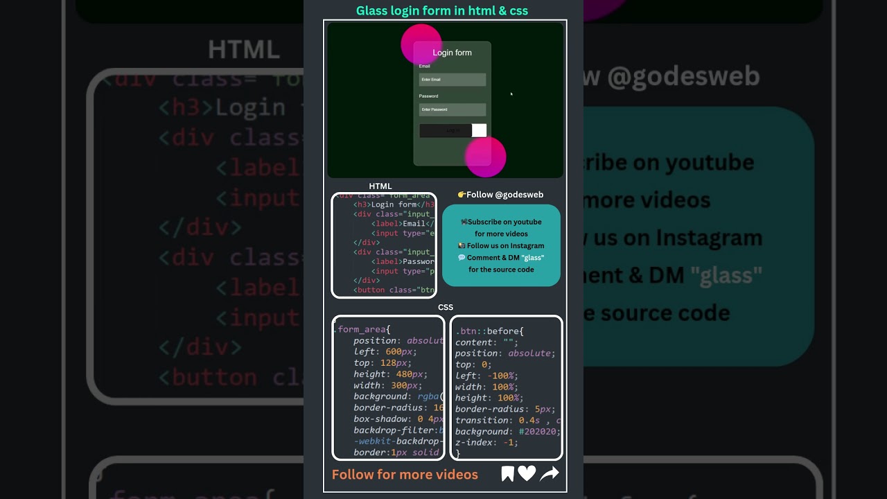 &ldquo;How to Create Glass Login Form in HTML & CSS | Modern UI 🔥