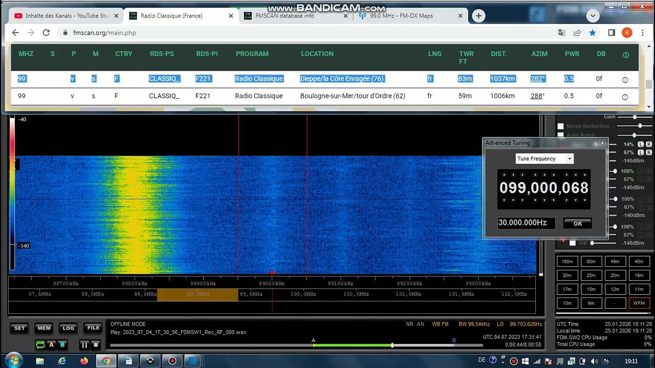 FM DX Es - 040723 - 1732UTC - 99.0 Radio Classique (F) Dieppe/la Côte Enragée (76) 0.5kW! 1037km