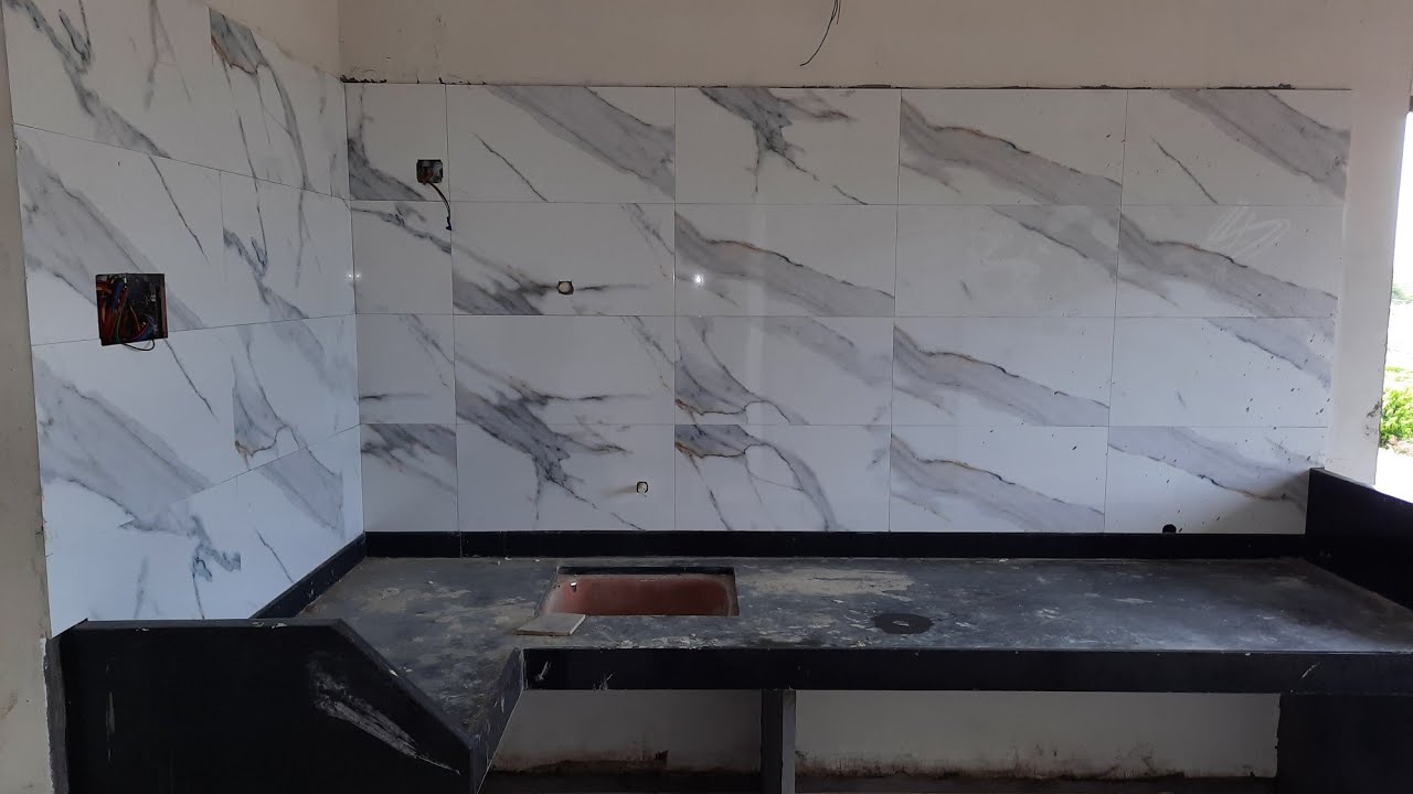 2x1 Kitchen Tiles Design | Simple Kitchen Design | Kitchen Steel Sink|Black Granite Kitchen Platform