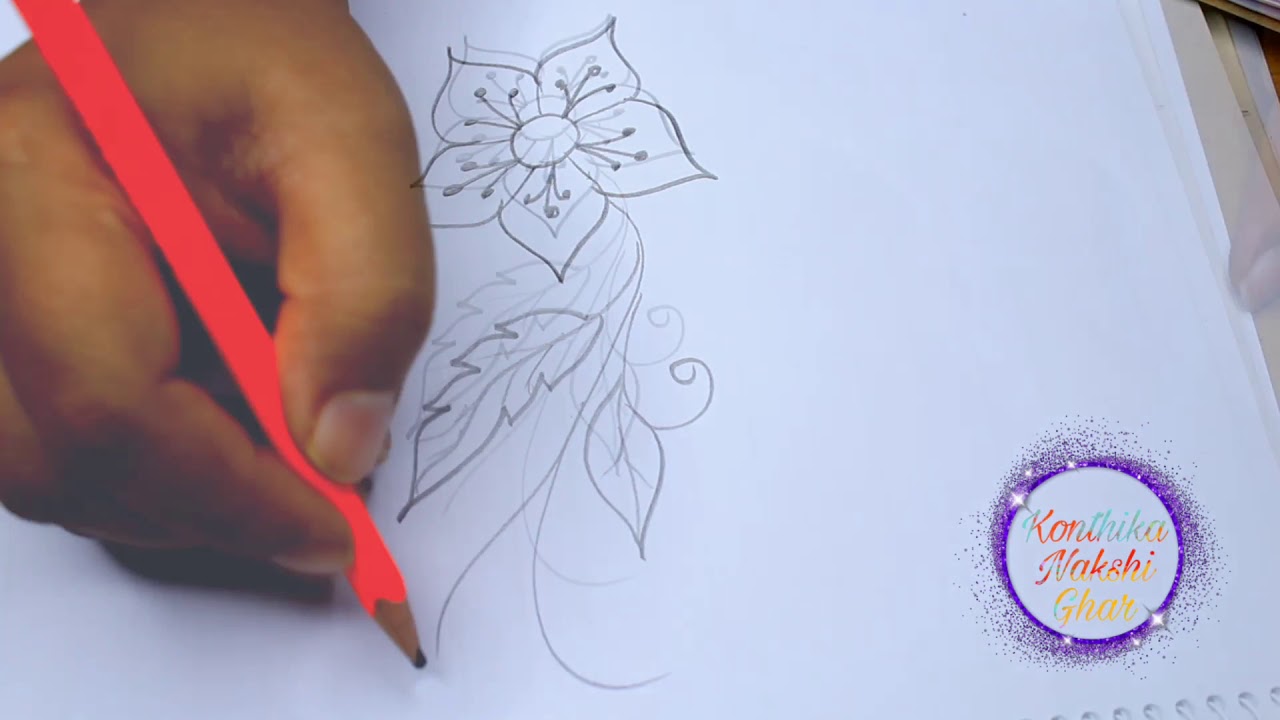 Simple Nakshi Kantha Design 5, How to draw Nakshi kantha, নকশী কাঁথার ডিজাইন,Hand Embroidery