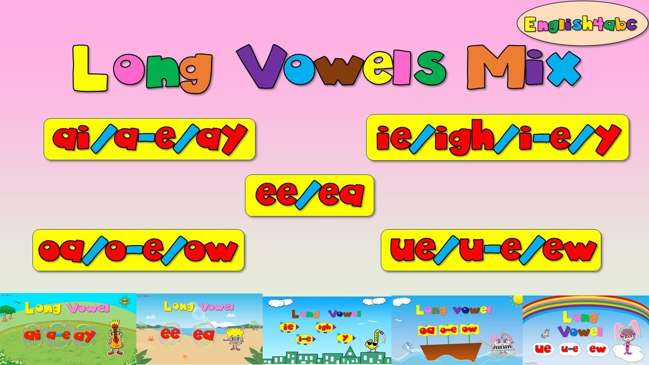 Long Vowels Mix - (five videos) - Phonics Songs