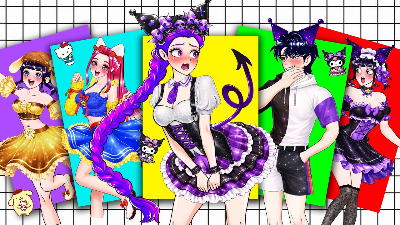 SWEET ROMANCE of HUNTRIX RUMI and JINU SAJA COSPLAY KUROMI - KPOP DEMON HUNTERS | Sticker Book DIY