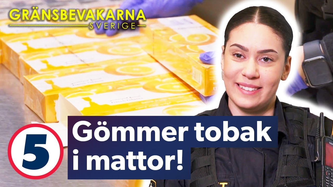 Resenärer försöker smuggla flera kilo tobak gömda i mattor | Gränsbevakarna Sverige | Kanal 5