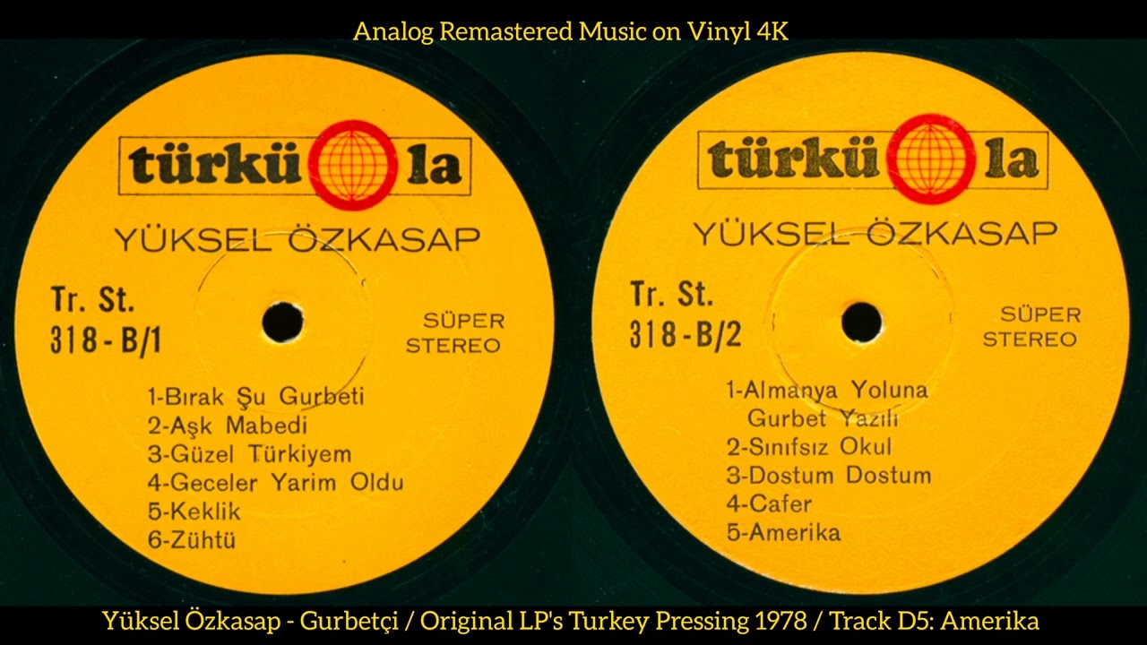 Yüksel Özkasap - Amerika (Original LP Song Analog Remastered 1978) 4K
