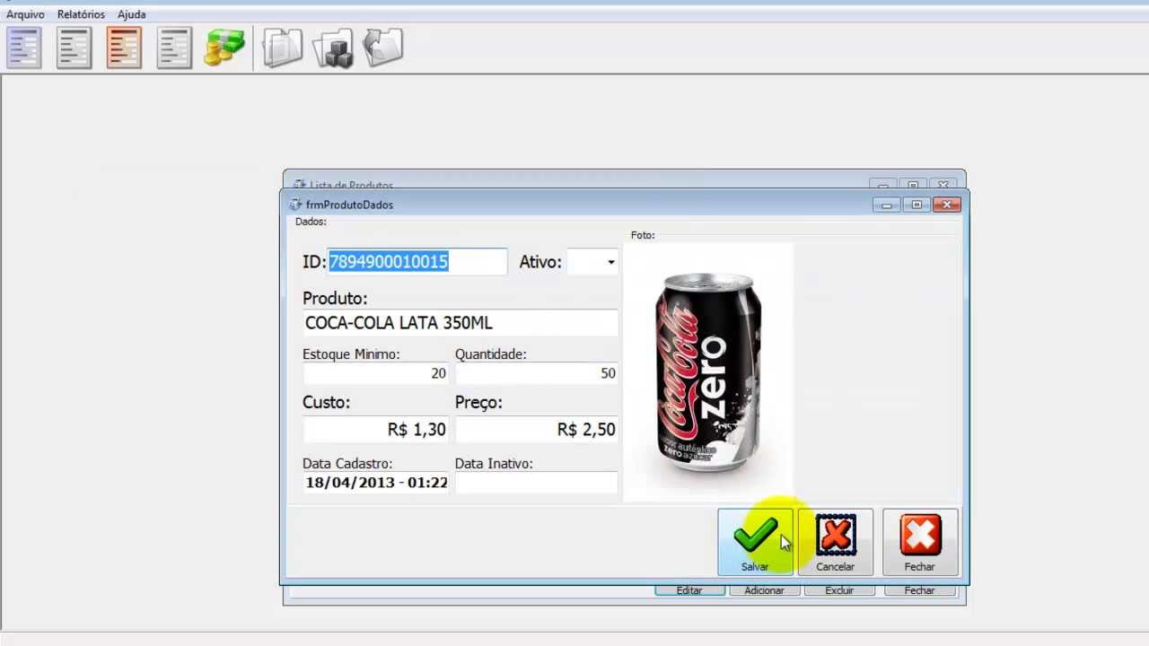 Projeto Cantina - 17 Programação para salvar imagem do produto no banco de dados