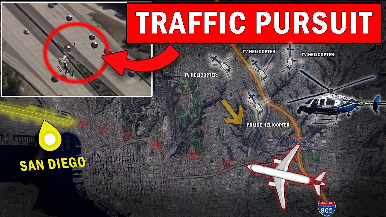 FIVE HELICOPTERS on a Traffic Pursuit | Some Violate San Diego's Airspace!