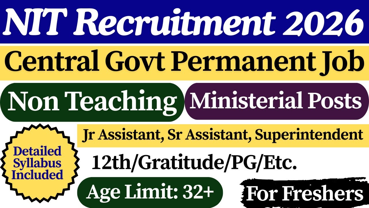 📢 NIT Non Teaching Recruitment 2025 | 💎 12th Pass Job For Freshers | NIT New Vacancy 2026