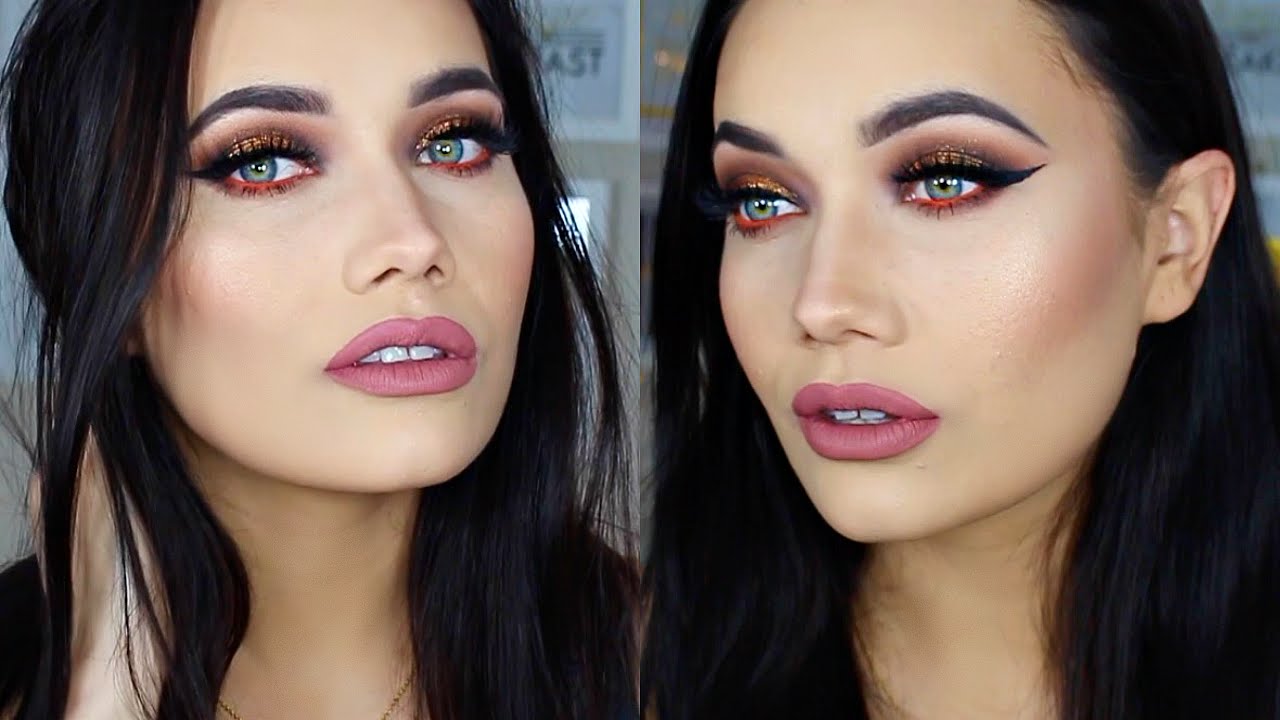 WARM SPARKLY SMOKEY EYE | Makeup Tutorial + False Lash Tips!
