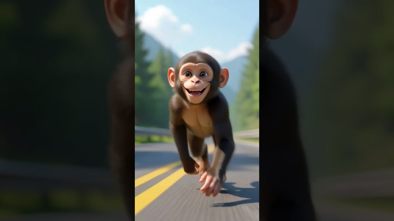 monkey running on road