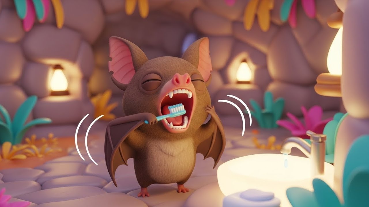 Сонная летучая мышь чистит зубы 🦇🪥😴 | мультфильм для детей и весёлые приключения