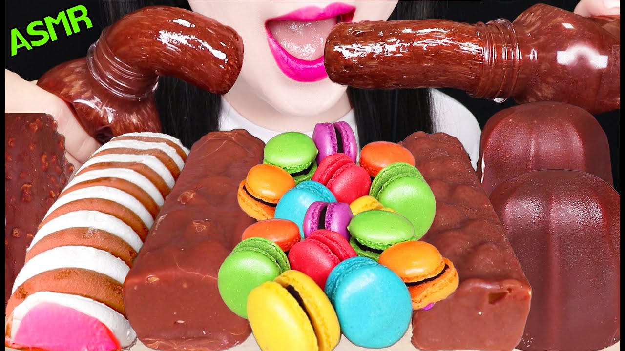 ASMR CHOCOLATE HONEY JELLY, RAINBOW MACARON, CHOCOLATE ICE CREAM 초코 꿀 젤리, 초콜릿 아이스크림 먹방 EATING SOUNDS