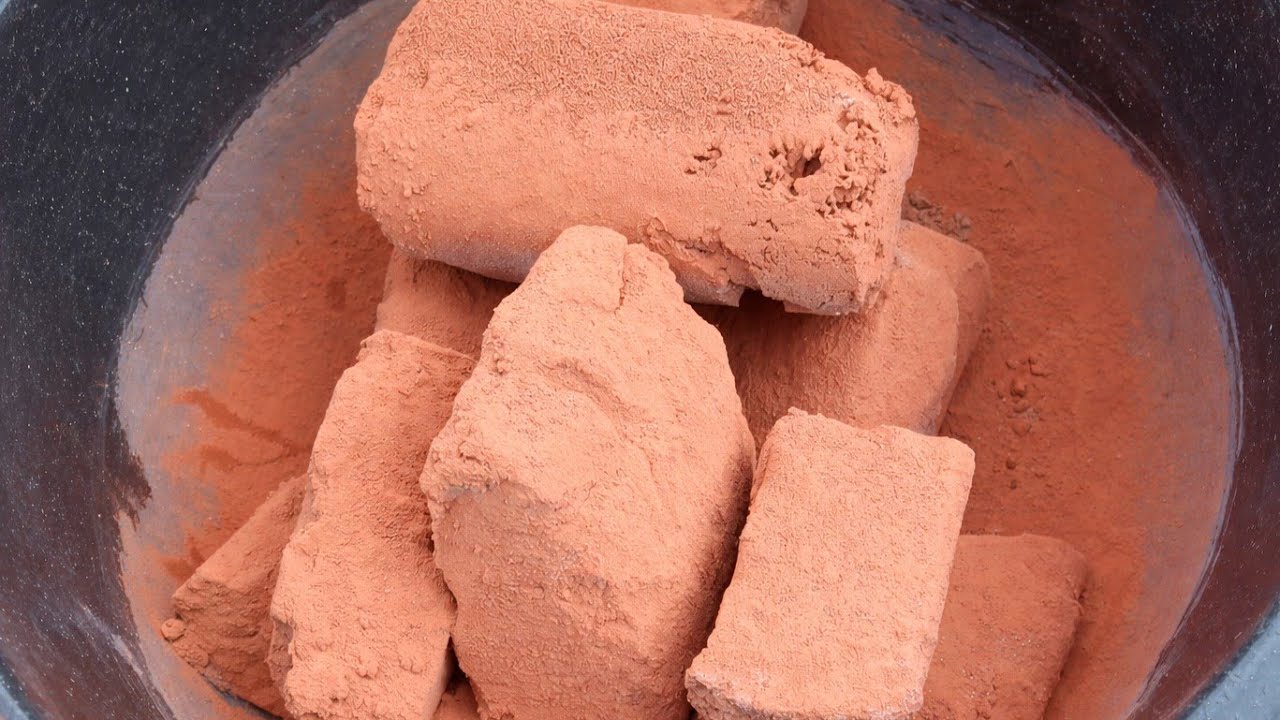 ASMR very soft sand and pure cement silk crunchy Dry in tub 🌹⛰️🪨🌋