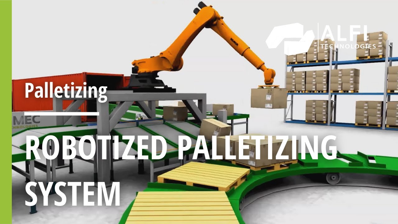 Robotized palletizing system for sea container unloading by ALFI Technologies