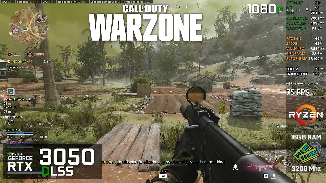 Call of Duty: Warzone | RTX 3050 | Ryzen 5 3400G | 16GB RAM DUAL 3200Mhz | 1080p